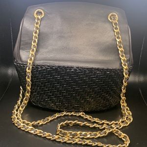 Vintage RODO of Italy Leather and Painted Wicker Shoulder Bag